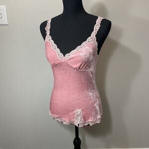 Y2K Express Small Lace Velvet Babydoll Tank Top Coquette Boho Feminine Fairy